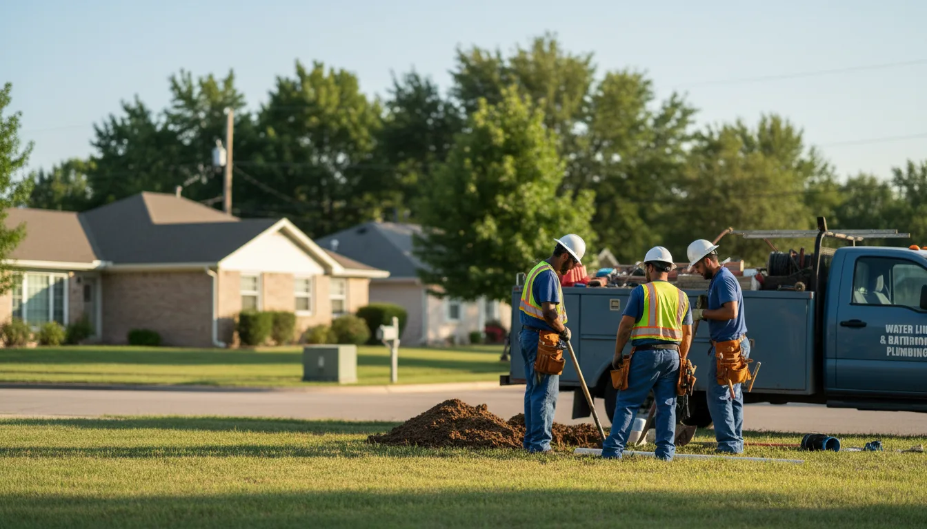 Residential water line and bathroom plumbing service in Columbus City, IA
